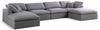 Serene Grey Linen Fabric Deluxe Cloud Modular Sectional