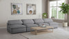 Serene Grey Linen Fabric Deluxe Cloud Modular Armless Sofa