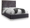 Lexi Grey Velvet Queen Bed