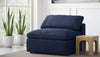 Serene Navy Linen Fabric Deluxe Cloud Armless Chair