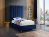 Via Navy Velvet Twin Bed