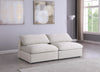 Serene Cream Linen Fabric Deluxe Cloud Modular Armless Sofa