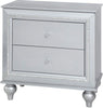 Galaxy Home Amber 2 Drawer Nightstand in Silver GHF-808857994028