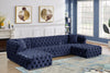 Coco Navy Velvet 3pc. Sectional (3 Boxes)