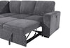 U2660 Grey Sectional W/O Chaise and W/ Pullout Sofa Bed