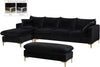 Naomi Black Velvet 2pc. Reversible Sectional