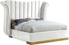 Flora White Velvet Queen Bed (3 Boxes)