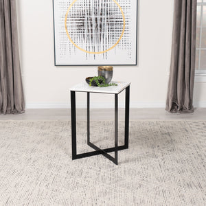 Tobin Square Marble Top End Table White and Black image