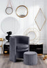 Selena Grey Velvet Accent Chair and Ottoman Set