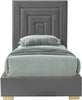 Nora Grey Velvet Twin Bed