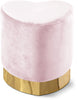 Heart Pink Velvet Ottoman/Stool