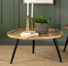 Zoe Round Coffee Table with Trio Legs Natural and Black image