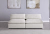 Serene Cream Linen Fabric Deluxe Cloud Modular Armless Sofa
