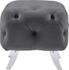 Crescent Grey Velvet Ottoman