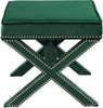 Nixon Green Velvet Ottoman/Bench