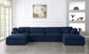 Serene Navy Linen Fabric Deluxe Cloud Modular Sectional