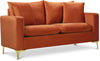 Naomi Cognac Velvet Loveseat