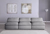 Serene Grey Linen Fabric Deluxe Cloud Modular Armless Sofa