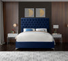 Cruz Navy Velvet King Bed