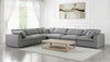 Serene Grey Linen Fabric Deluxe Cloud Modular Sectional
