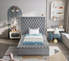 Bliss Grey Velvet Twin Bed (3 Boxes)