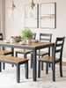 Gesthaven Dining Table with 4 Chairs and Bench (Set of 6)