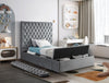 Bliss Grey Velvet Twin Bed (3 Boxes)