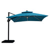Sano 10 Ft Square Umbrella w/ Double Top w/ LED Light + 37" Large Base