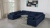 Serene Navy Linen Fabric Deluxe Cloud Modular Sectional