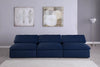 Serene Navy Linen Fabric Deluxe Cloud Modular Armless Sofa