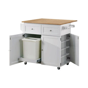 Jalen 3-door Kitchen Cart with Casters Natural Brown and White image