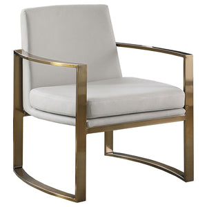 Cory Concave Metal Arm Accent Chair Cream and Bronze image