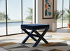 Nixon Navy Velvet Ottoman/Bench