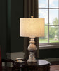 Brie Drum Shade Table Lamp Oatmeal and Antique Gold image