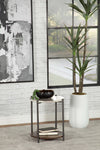 Noemie Round Accent Table with Marble Top White and Gunmetal image