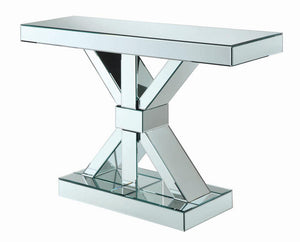 Lurlynn X-shaped Base Console Table Clear Mirror image