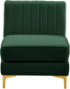 Alina Green Velvet Armless Chair