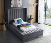 Kiki Grey Velvet Twin Bed (3 Boxes)