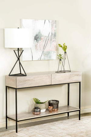 Rubeus 2-drawer Console Table with Open Shelf White Washed image