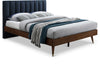 Vance Navy Linen Fabric Queen Bed (3 Boxes)