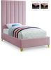Via Pink Velvet Twin Bed