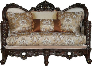 Acme Furniture Devayne Loveseat with 4 Pillows in Dark Walnut 50686 image
