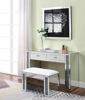 Noralie PU, Mirrored & Faux Diamonds Vanity Stool image