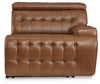 Temmpton Dual Power Leather Reclining Modular Loveseat with Console