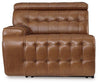 Temmpton Dual Power Leather Reclining Modular Loveseat with Console