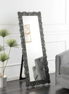 Mckay Textural Frame Cheval Floor Mirror Silver and Smoky Grey