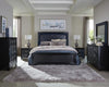 Penelope Eastern King Bed with LED Lighting Black and Midnight Star