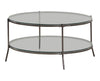 Laurie Glass Top Round Coffee Table Black Nickel and Clear