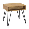 Fanning Square End Table with Open Compartment Golden Oak and Black