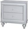 Galaxy Home Amber 2 Drawer Nightstand in Silver GHF-808857994028